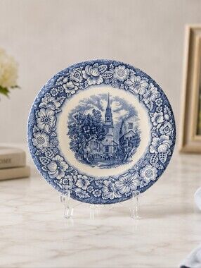Vintage Liberty Blue Old North Church Collector Plate – Historic Colonial Scenes
